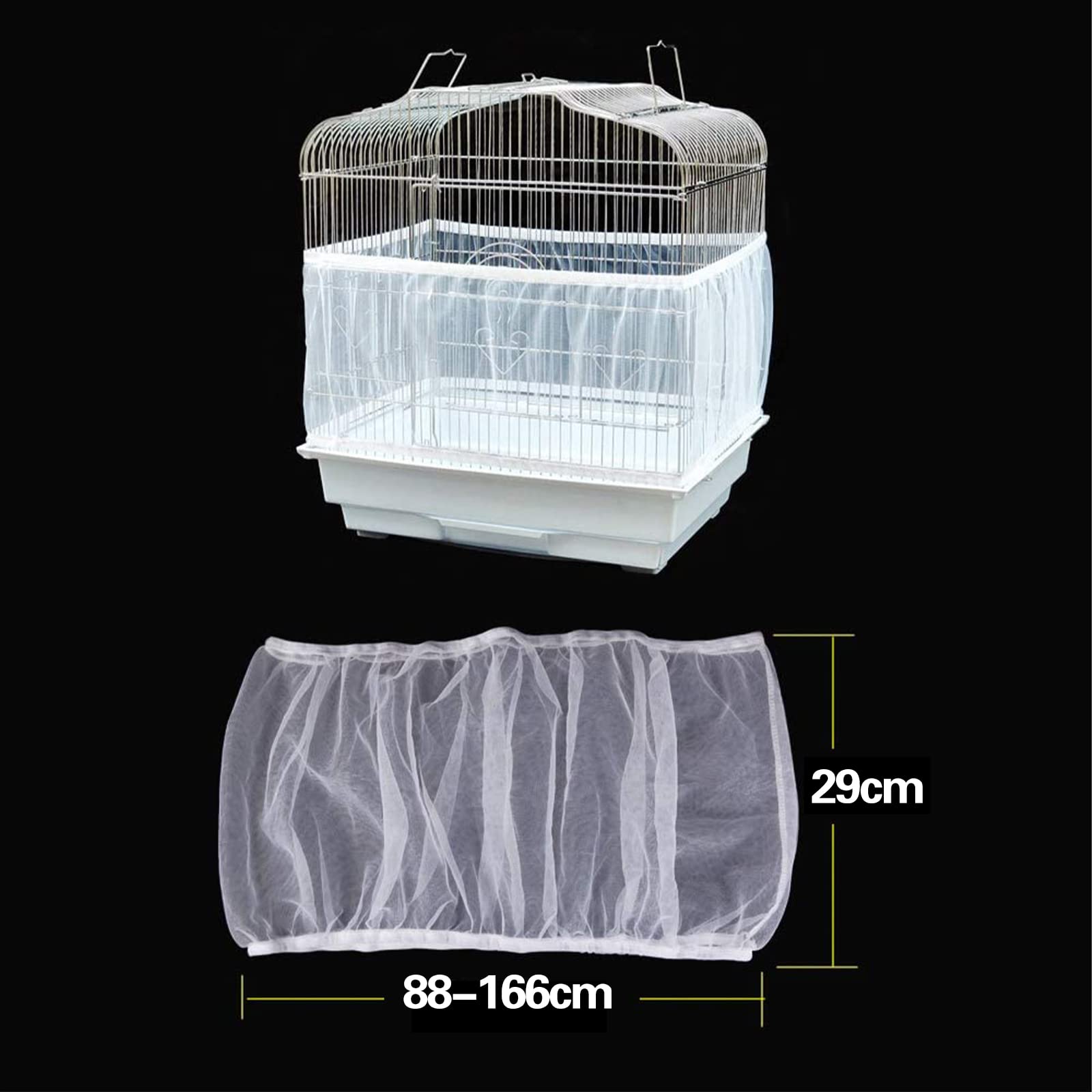 Kiuiom Gonna Gabbia per Uccelli,Rete Gabbia Uccelli,Copertura per Gabbia per Uccelli,Bird Cage Seed Catcher per Uccelli Pappagalli Ventilata Antipolvere Circonferenza Regolabile 88-166c