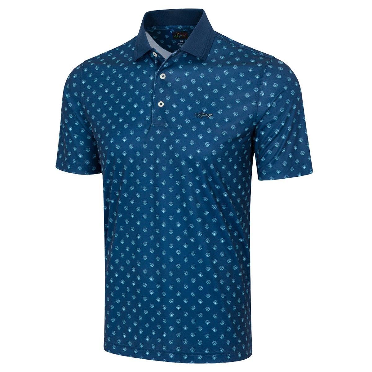 Greg Norman Men's Neptune Blue Legacy Crest Golf Polo Shirt - Large