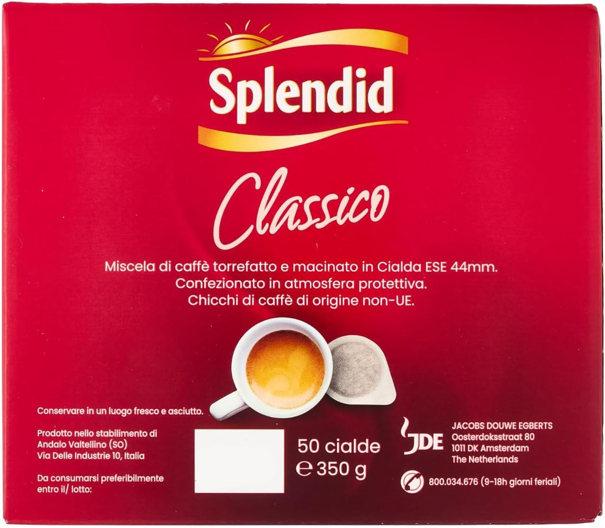 Caffè SPLENDID Miscela Espresso CLASSICO - 200 Cialde Filtrocarta ese44-4 Confezioni da 50 - Intensità 12 - Gusto Deciso e Aroma Tostato -DD-