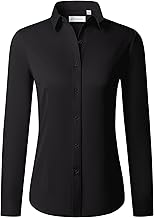 siliteelon Button Down Shirts for Women Long Sleeve Dress Shirts Wrinkle Free Collared Work Office Solid Blouses Tops