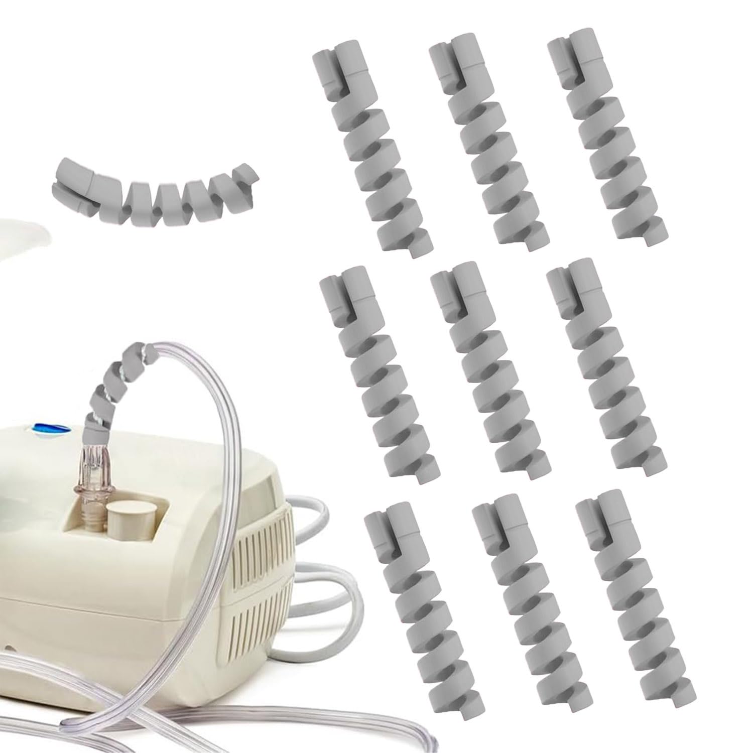 10 Pack Oxygen Tube Support Crimp Straightener, Oxygen Tubing Support | Oxygen Tubing Support Accessories, Keeps Hose From Kinking, Reusable, Gray, Fits Any Oxygen Concentrator Tube
