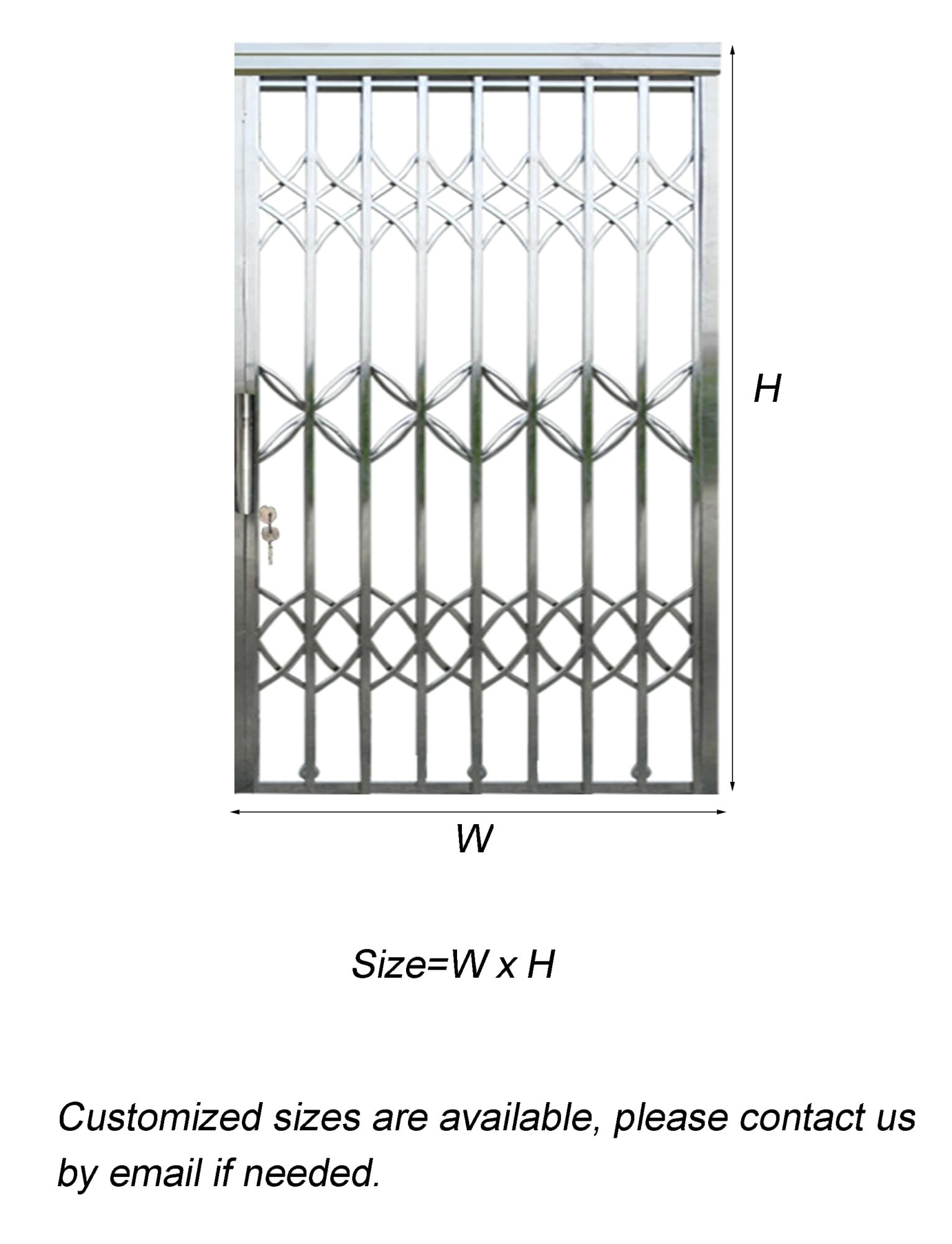 Puerta de Seguridad con reja de Acero Inoxidable 304 - Puerta corredera retráctil de Doble Panel, a Prueba de robos para Patio, balcón y Entrada, Uso Comercial (95x200cm/37x79in)