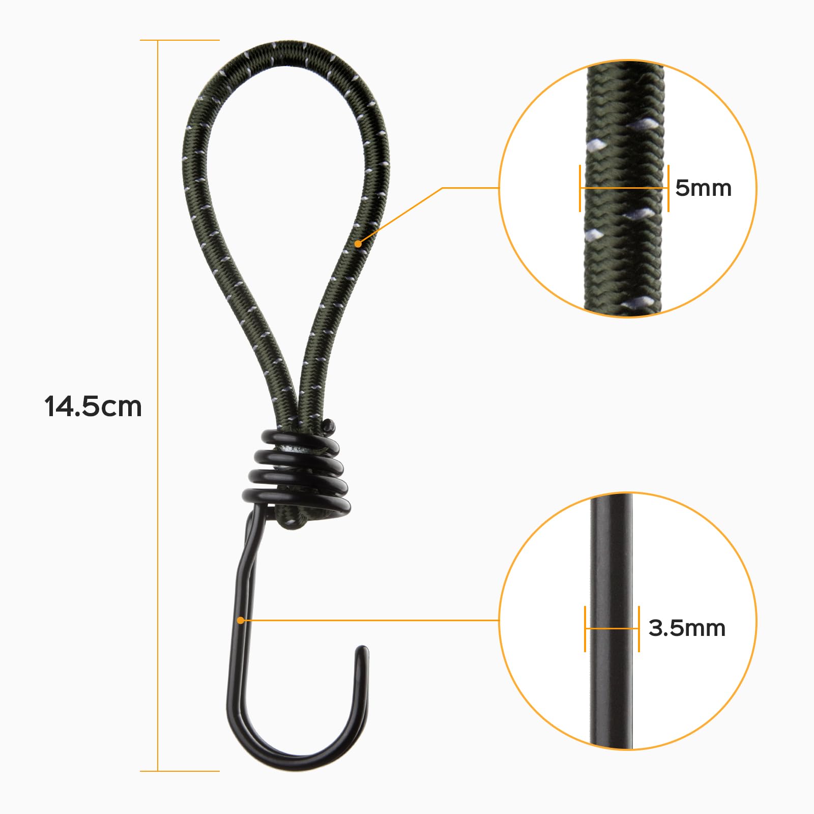Tendeurs Élastiques Avec Crochets Altdeovk - Lot De 25 Pièces 14,5 Cm - Parfait Pour Camping, Tente, Randonnée, Voyage Et Plein Air (Vert)
