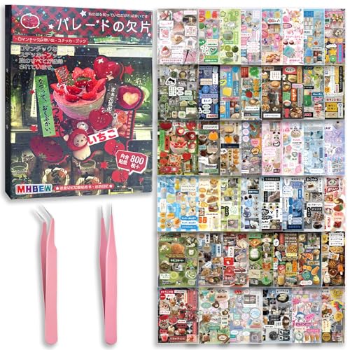 800PCS+ Japanese Sticker Book for Kids Adults Aesthetic Waterproof Reusable Vintage Stickers for DIY Scrapbook Journaling Water Bottle Laptop Heisei Retro Travel Memory Manga Cute Gifts (Wandering)