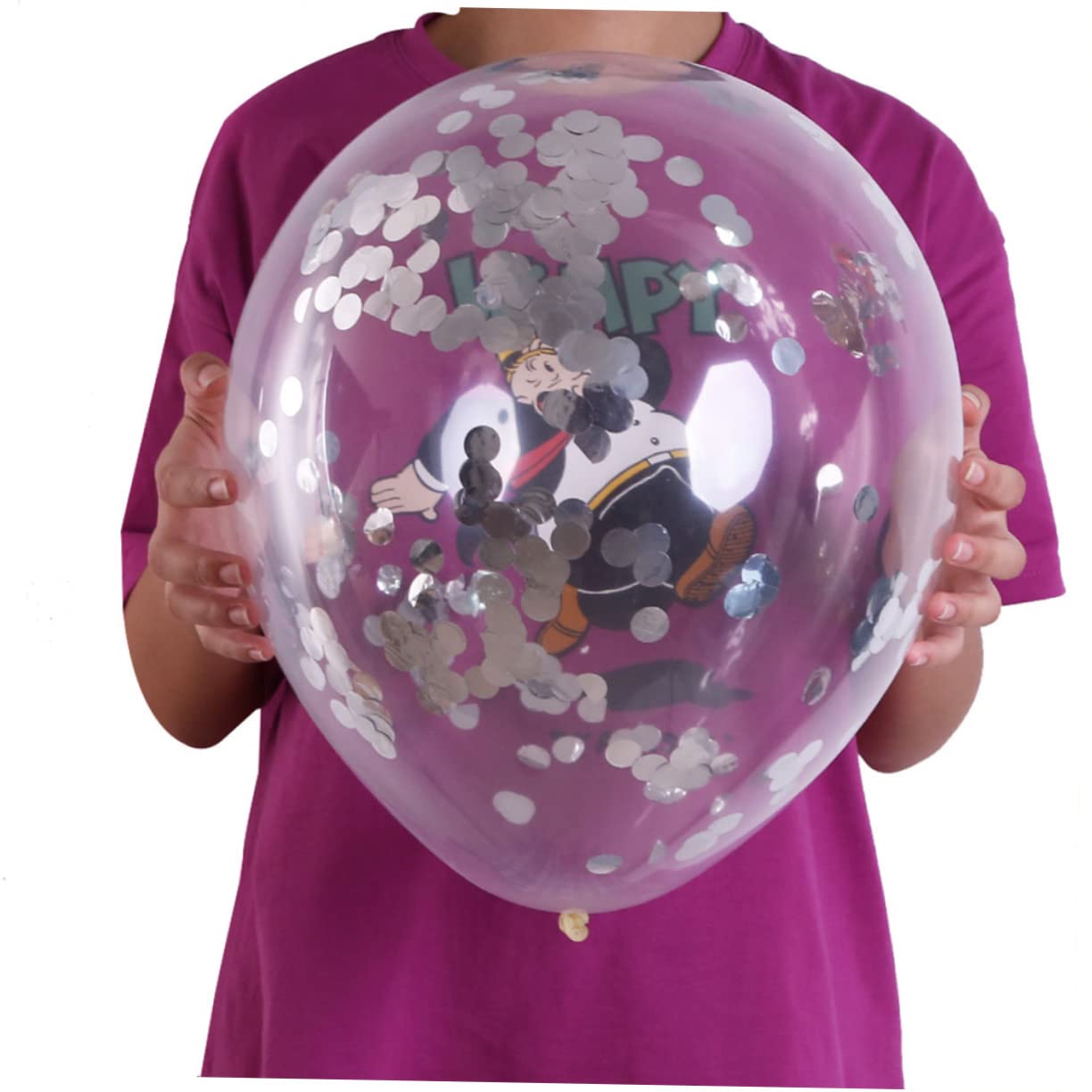 Toyvian 45pezzi Palloncini Trasparenti Con Glitter Per Decorazioni Di Compleanno e Matrimonio Accessori Festivi Per Feste Adatti Ogni Occasione Glitter Argento