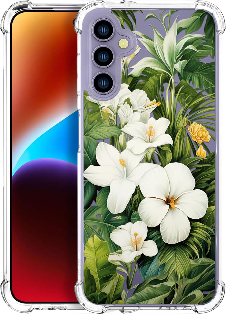 ENDIY Compatible with Samsung Galaxy S24 & S25 Cases with Design, Cute Transparent Designer Phone Case for Women Girls Girly with Heavy Duty