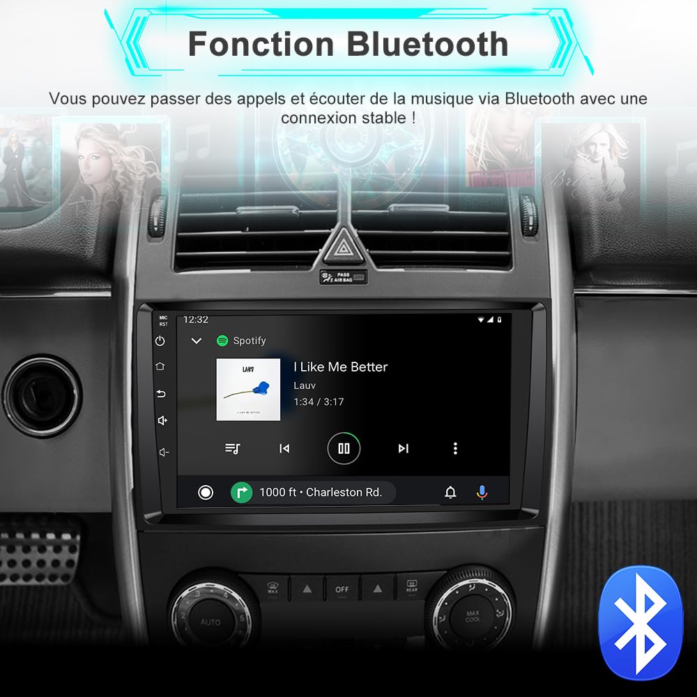 AWESAFE Autoradio Android 15 pour Mercedes Benz B200 Classe B W169 W245 W639 Vito Viano W906 [2Go+64Go] avec Carplay Android Auto 9 Pouces GPS WiFi USB FM Bluetooth Commande au Volant