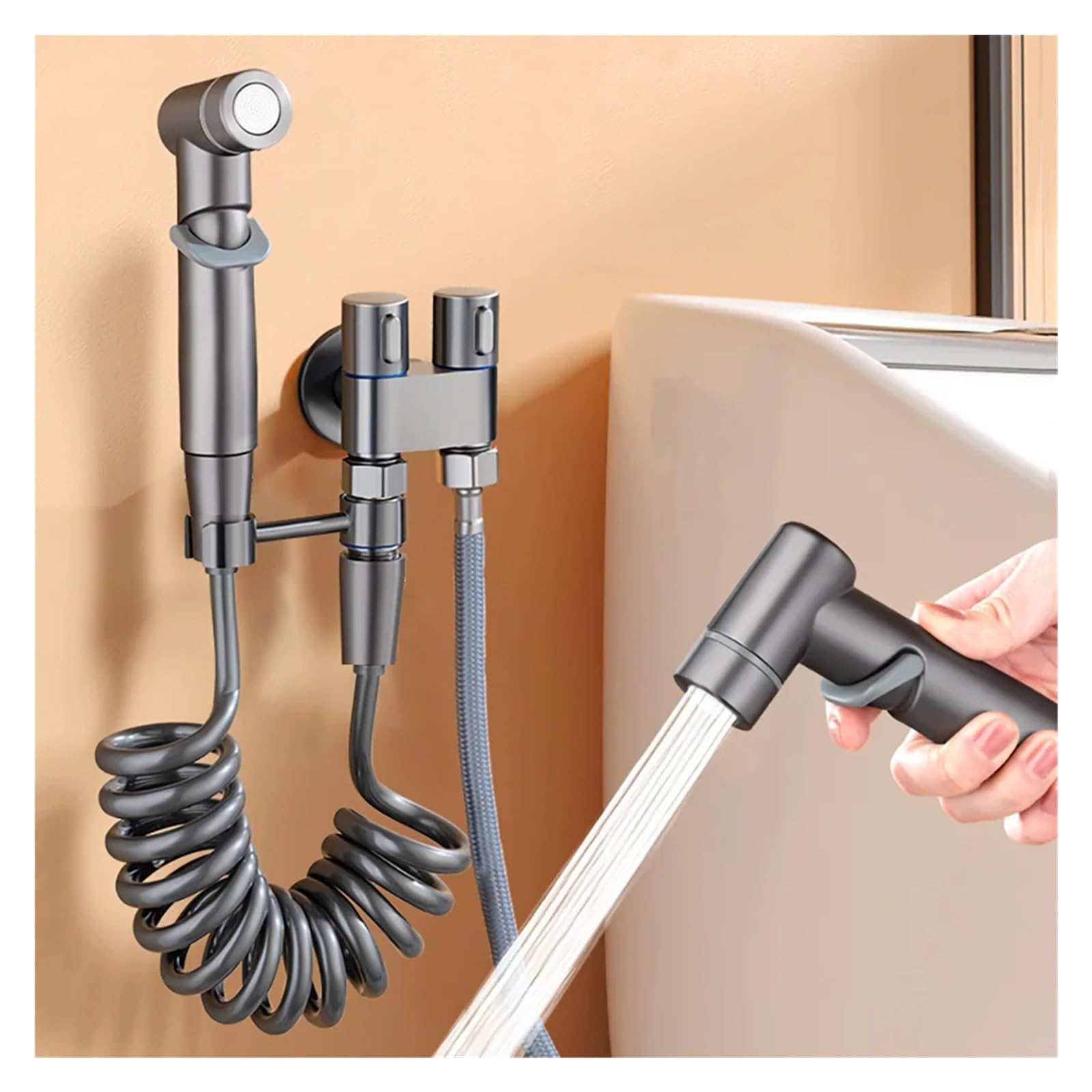 Juego de rociador bidé mano acero inoxidable