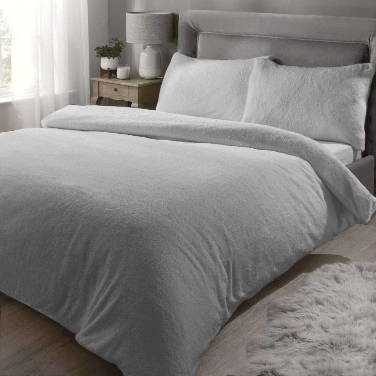 Funda de edredón para cama de matrimonio de forro polar lavable que evita pasar frío