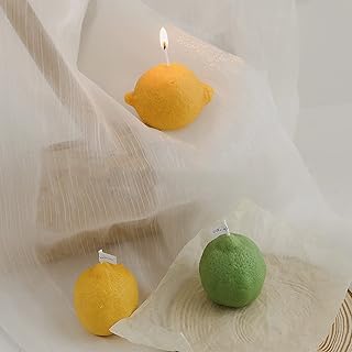 Lemon Shaped Scented Candle,100G Fruit Aroma Soy Wax Decorative Candle for Table Photo Prop Birthday Gift,Prefect for Medi...