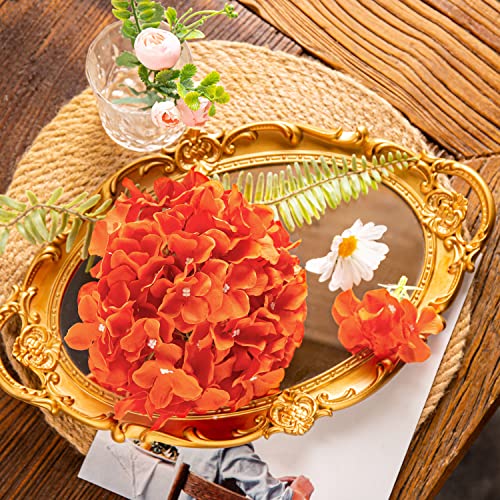 DuHouse Artificial Bigger Silk Hydrangea Flower Heads with Stem Realistic Fake Hydrangea Flower Bouquets for Wedding Home Party Garden Centerpiece Pack of 6(Burnt Orange) - Image 4
