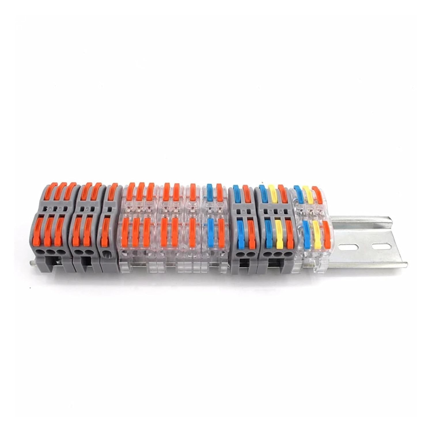 Universal Compact Wiring Splicing Conector Wire Connector 211 Fast Universal Compact Din Rail Electric Cable L+E+D Light Lamp Conector Wiring Conductor Terminal Block(K413A,100PCS)
