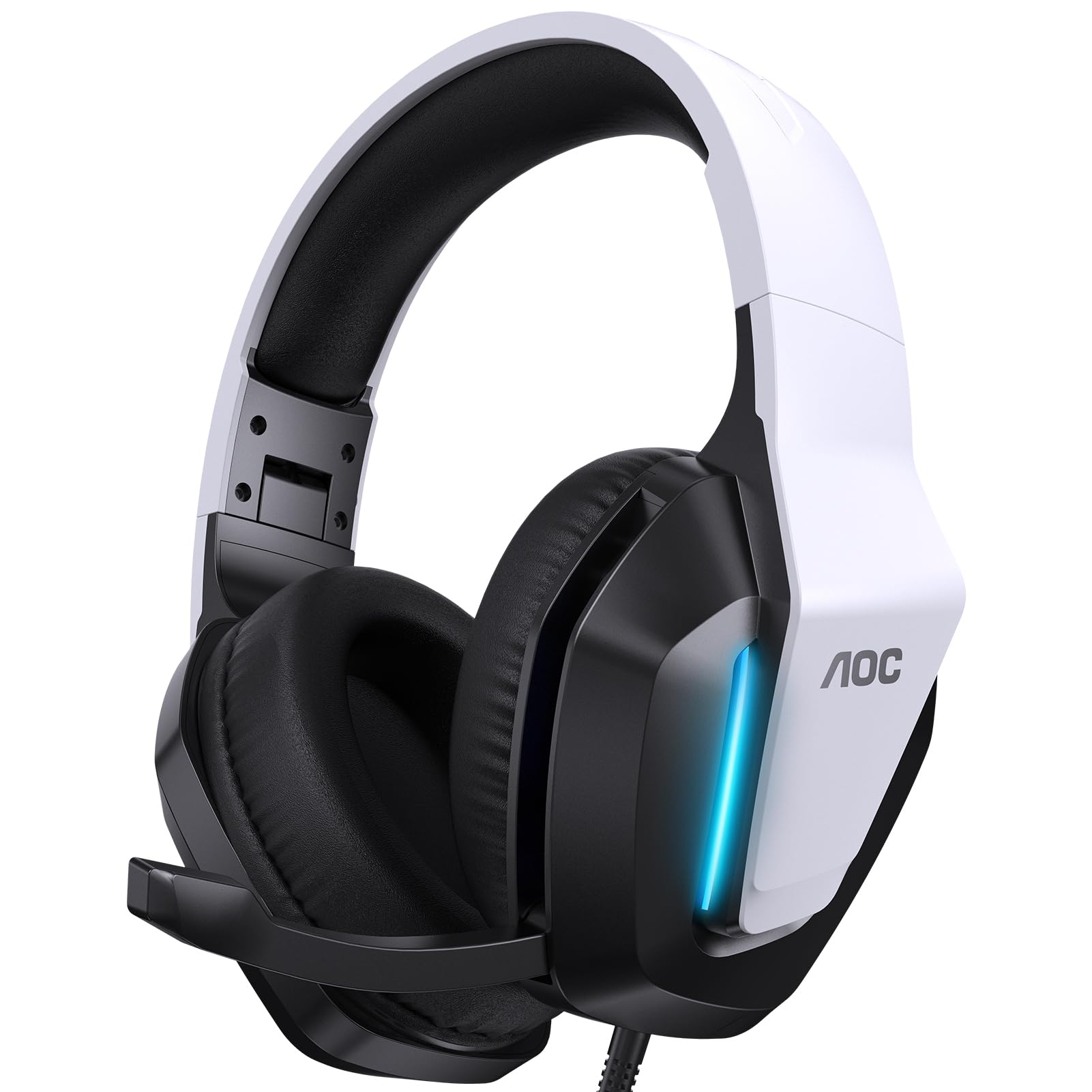 AOC ゲーミングヘッドセット 3.5mm 有線 50mmドライバー ホワイト