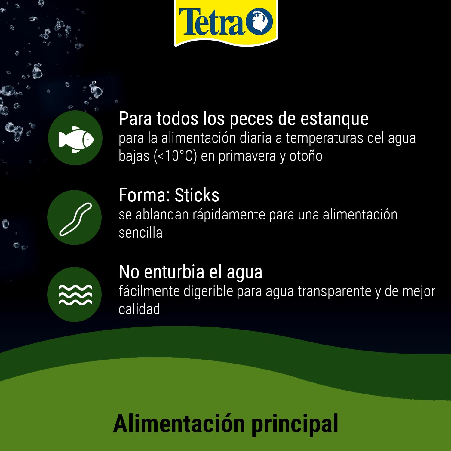 Tetra Pond Wheatgerm Sticks, Alimento rico en fibra para todos los peces de estanque, especialmente adecuado para temperaturas de agua frías (primavera, otoño), cubo de 10 L