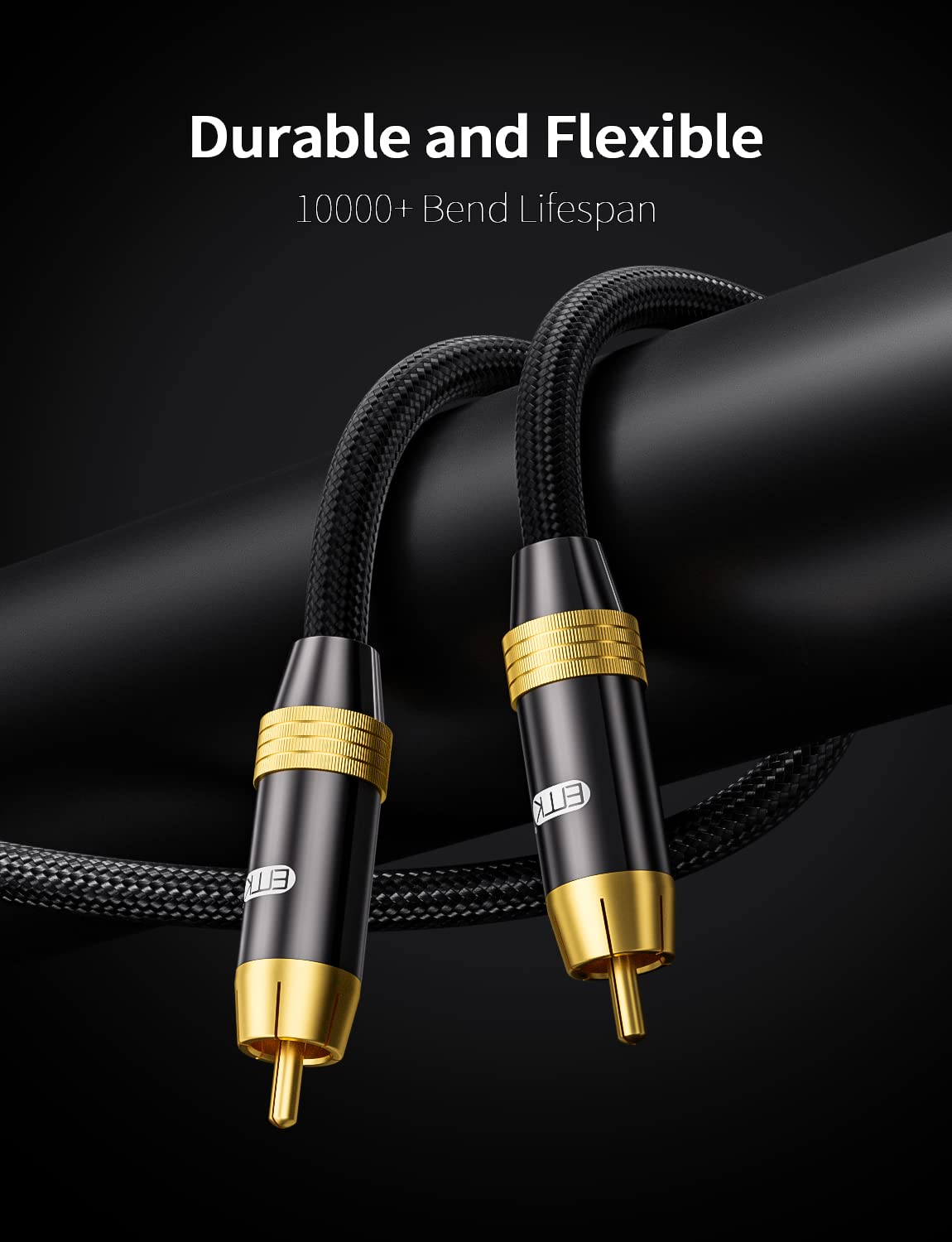 EMK Cavo coassiale digitale OFC Core HiFi SPDIF cavo audio coassiale 75 Ohm RCA maschio a maschio per subwoofer, TV, Apm-nero (10 m)
