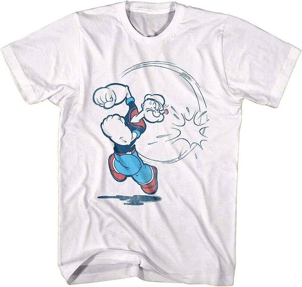 Popeye Left Hook Punch Men's T Shirt Sailorman Fight Vintage Comic Cartoon(Medium)