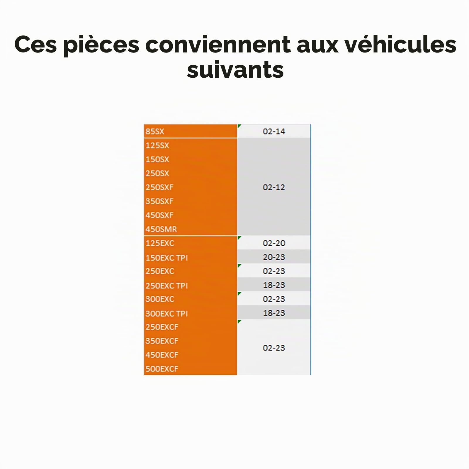 SCAR Tendeurs de chaine Roue Compatible avec KTM EXC TPI EXCF 125 150 250 300 350 450 02-23 - Orange
