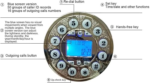 Miniatura 5 de Nueva réplica de teléfono antiguo, teléfono antiguo de la casa telefónica antigua, teléfono doméstico, pantalla de llamada FSK DTMF detección