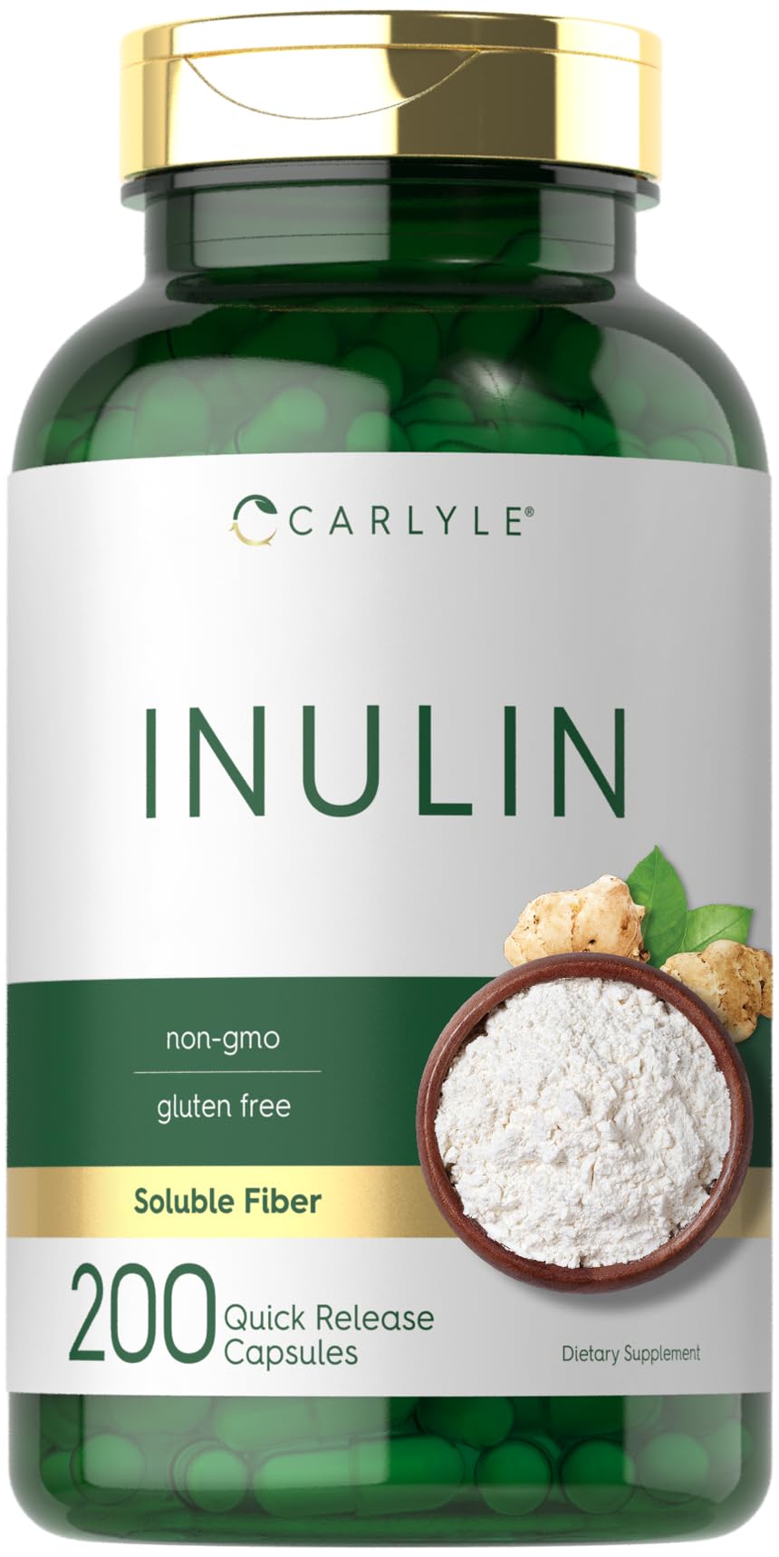 Carlyle Inulin Powder Capsules | 200 Count | Non-GMO and Gluten Free Supplement