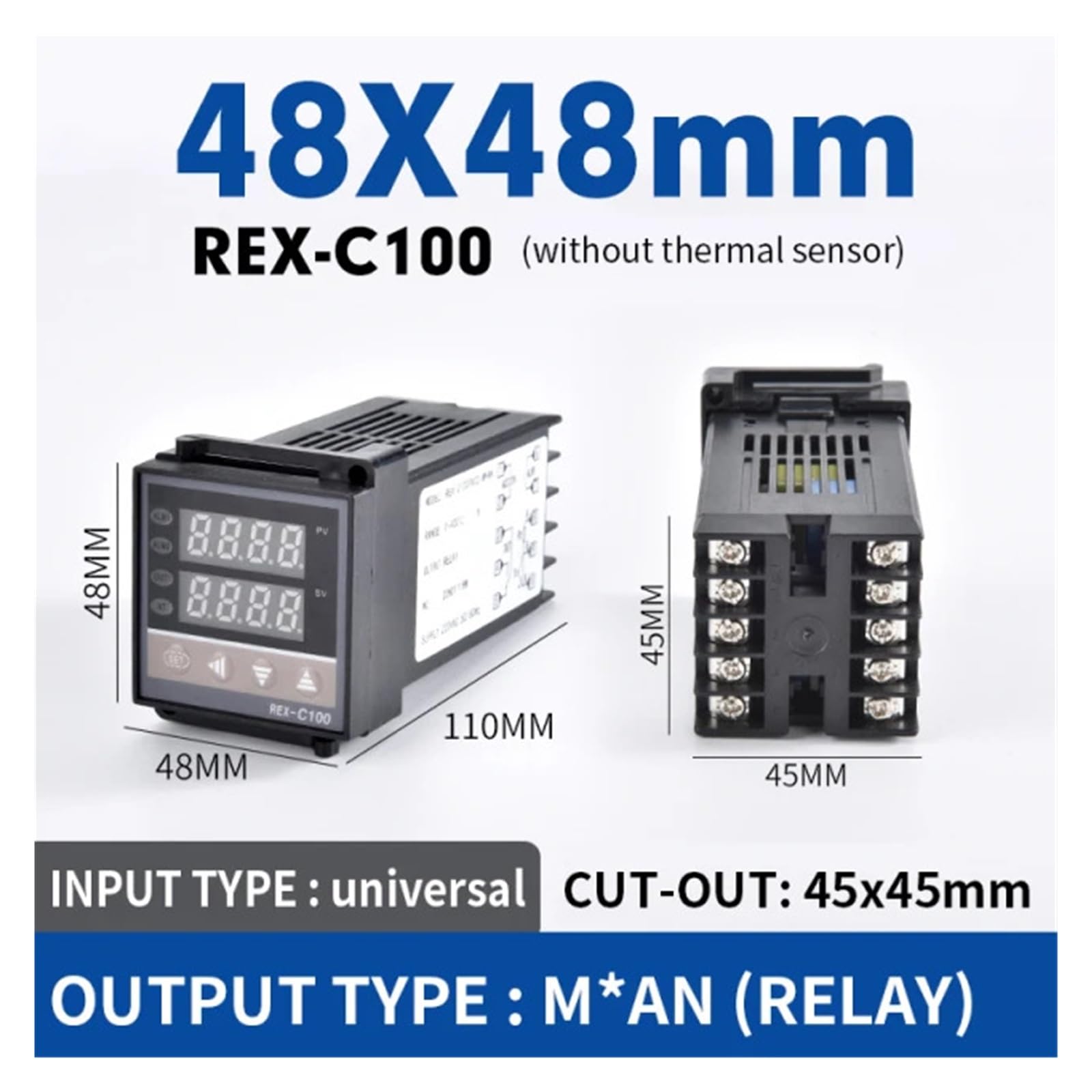 temperaturregler 1SETS REX C100 Thermostat + 40DA SSR Relais + K Thermoelement 1m Sonde RKC Digital PID Temperatur Controller REX-C100(Relay outpu only)