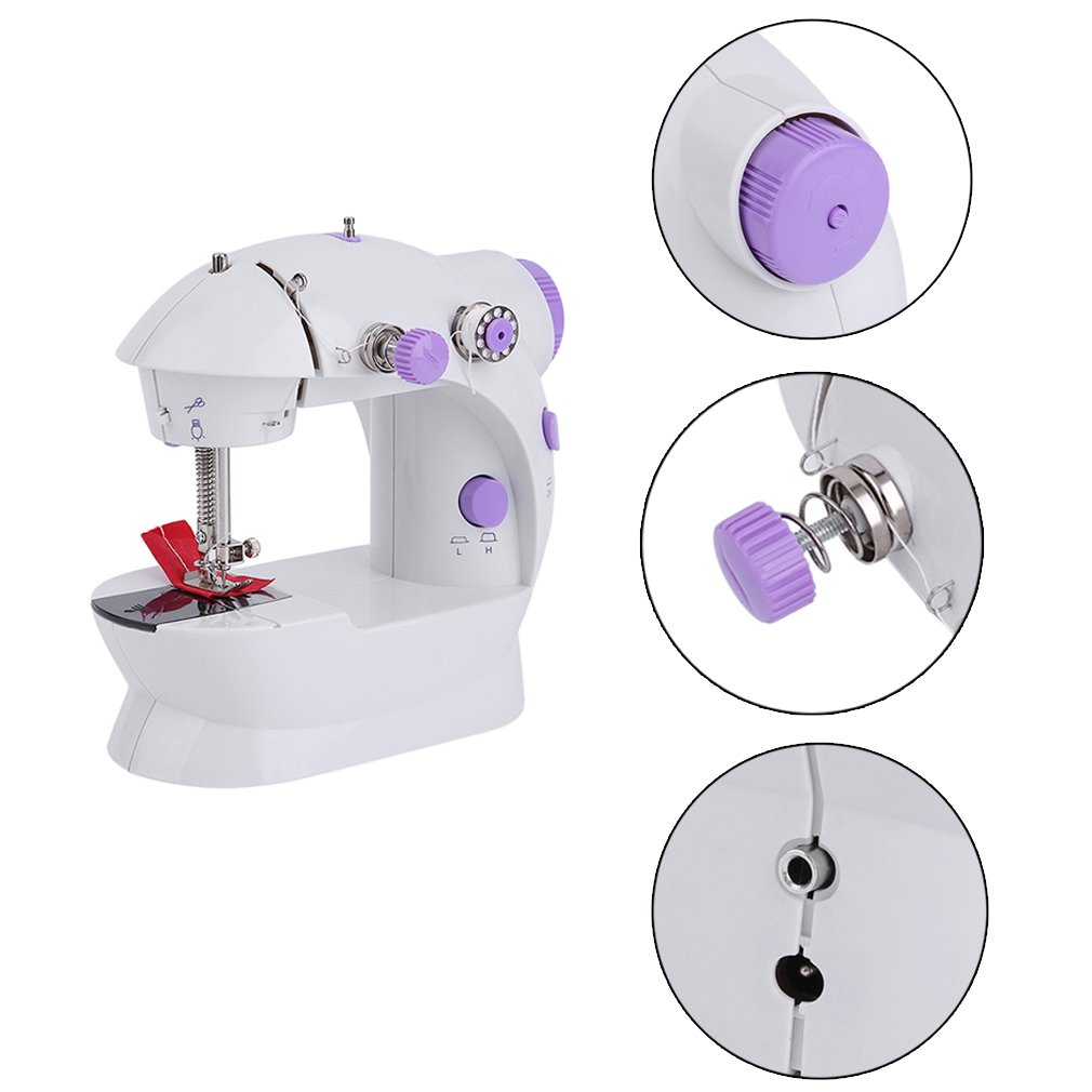 mini macchina da cucire, 2 velocità, programmi di cucito con pedale + luce a LED, programma per principianti, velocità di cucitura regolabile con numerosi accessori.