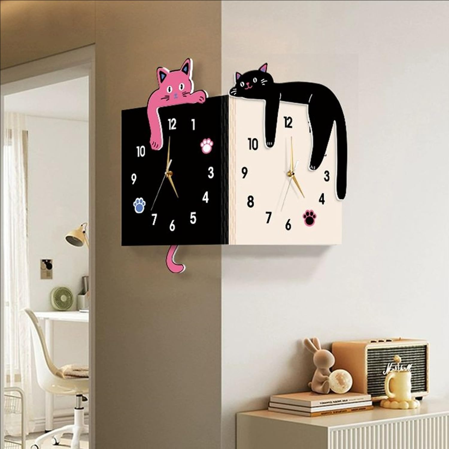 Amazon.co.jp: 両面時計 角時計 デジタル時計 リビング 時計 壁掛け 猫
