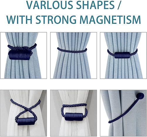 Miniatura 3 de Paquete de 2 alzapaños magnéticos fuertes para cortinas para exteriores, alzapaños decorativos modernos, hechos a mano, sujetadores decorativos para