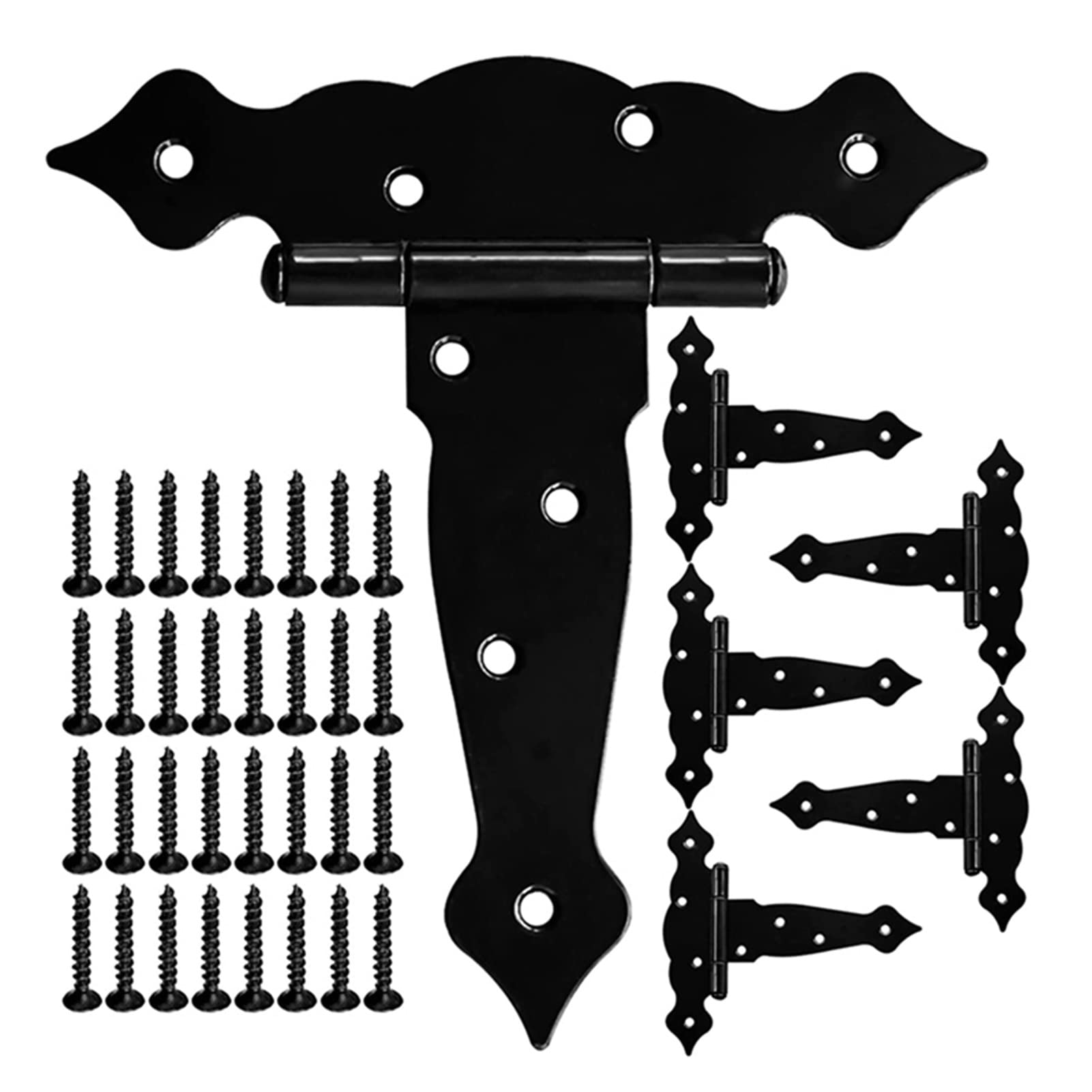 Shundeed One Color Gate Hinges Black For Wooden Fences, Decorative Tee Hinge Heavy Duty Shed Barn Door Hinges, T-Strap Hinge