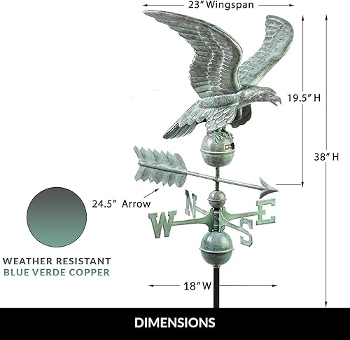Miniatura 5 de Good Directions Veleta Smithsonian 955V1, acabado de cobre verde azul