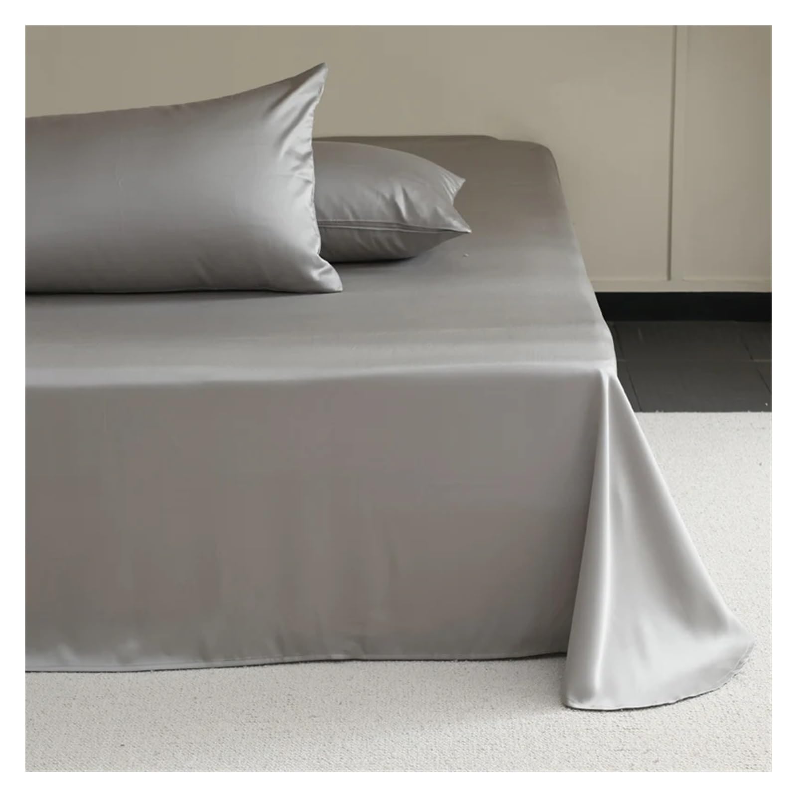Drap de lit en soie fraîcheur été pour chambre moderne gris