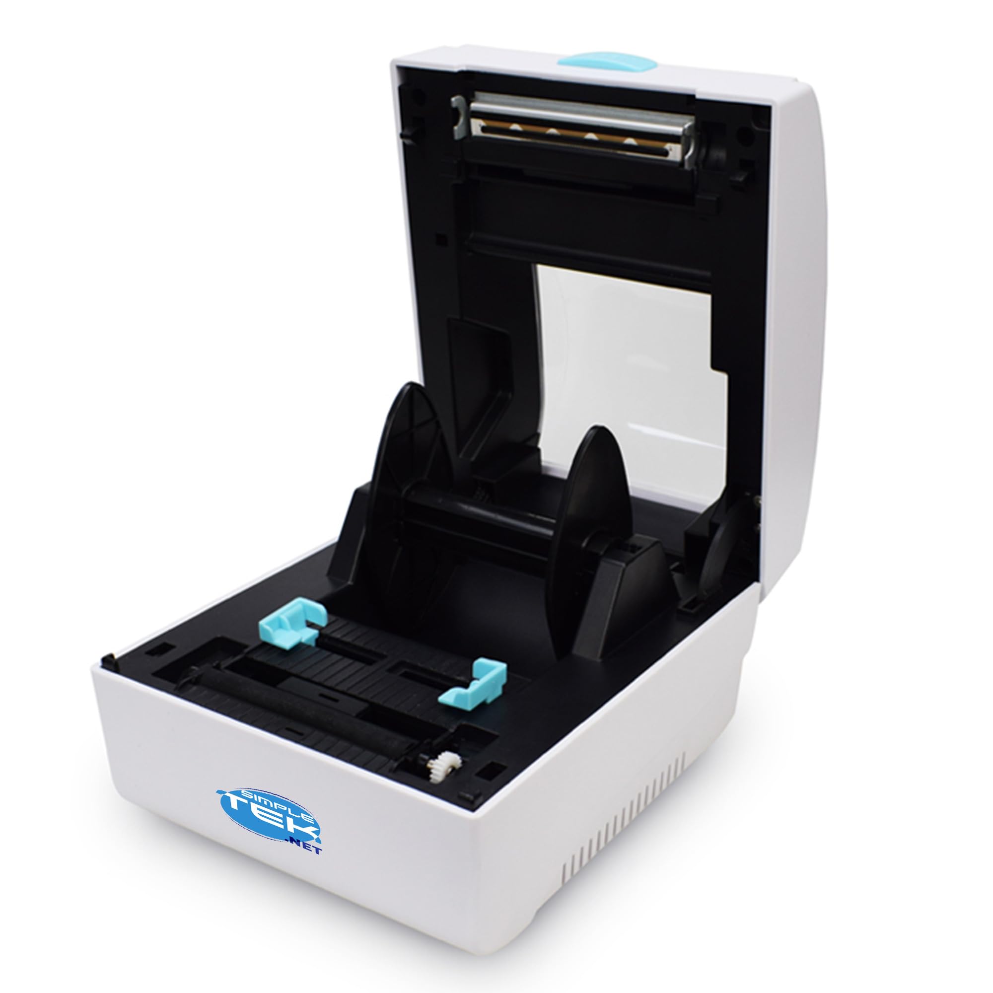 SIMPLETEK - Drukarka termiczna 80 mm - podwójny tryb etykiet i paragonów - Łączność USB + Ethernet LAN - obsługa TSPL/ESC/POS - biała