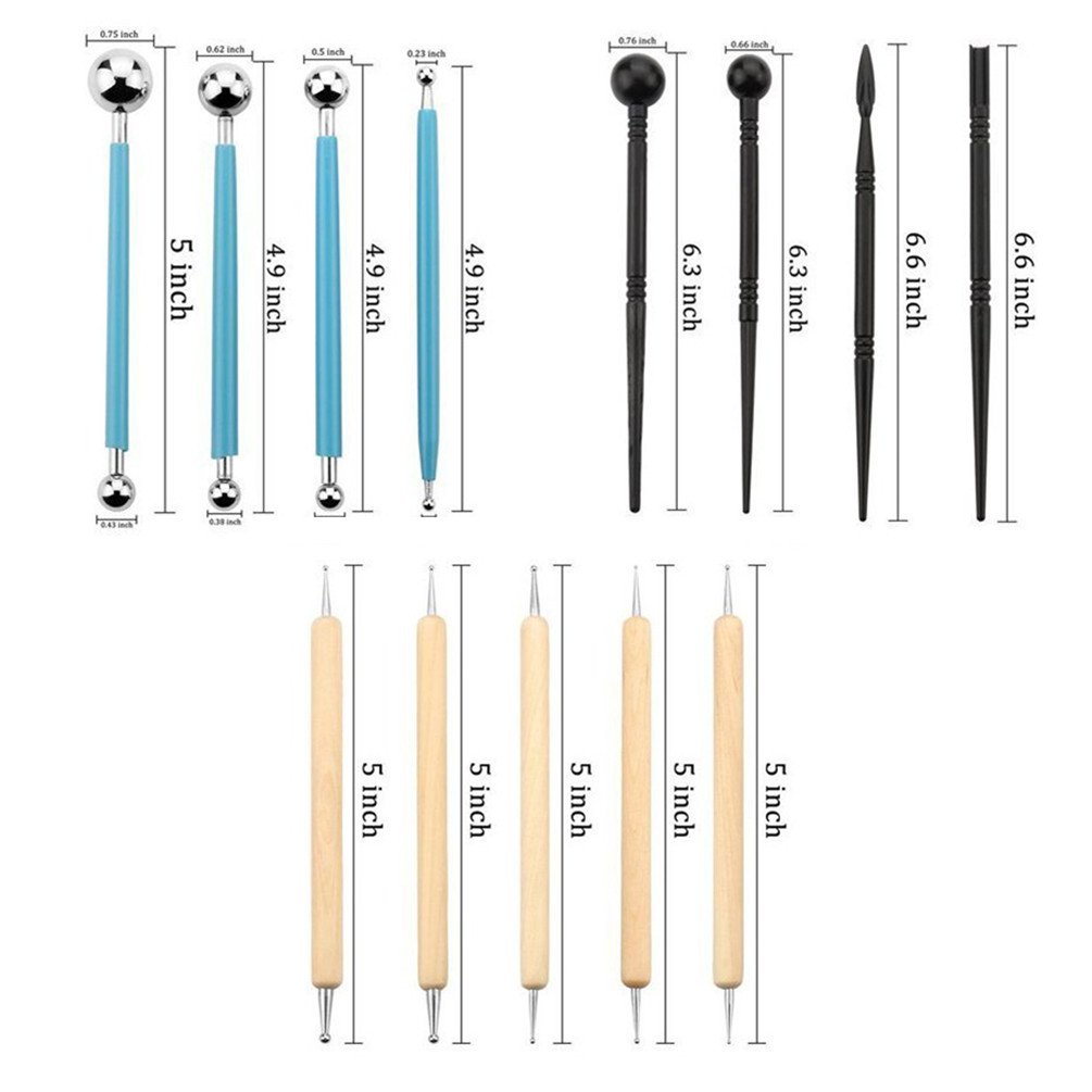 NOLITOY 2 Stück 6-in-1 Punktierwerkzeuge – Für Nageldesign, Tonarbeiten & Basteln, Mit Ergonomischem Griff