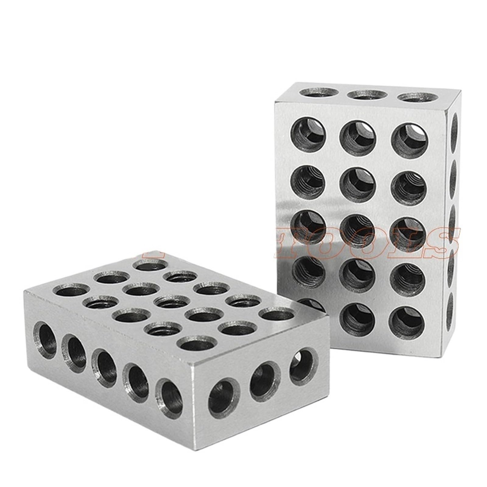 2 blocchi in acciaio temprato da 1-2-3" 0,0001" Precisione abbinata Machinist 123 Strumento di fresatura 23 fori 25-50-75mm Blocco calibro per officina meccanica(1-2-3")