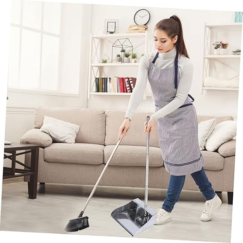 Miniatura 8 de Veemoon Pala de basura grande de mano, pala para mascotas, escoba para mascotas, recogedor de polvo de metal, mango largo, pala de acero inoxidable,