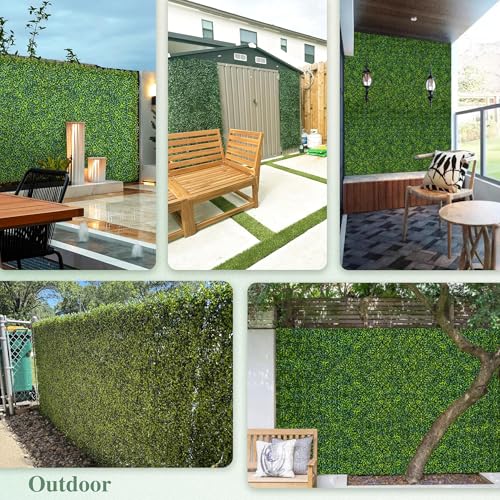Image of ODTORY Artificial Boxwood Roll Panels, 6 FT X 12 FT(72 sqft) Yellow Green | UV-Anti Fake Ivy Vine Hedge Covering, Privacy Fence Screen, Faux Greenery Grass Wall Backdrop, Indoor /Outdoor Home Decor