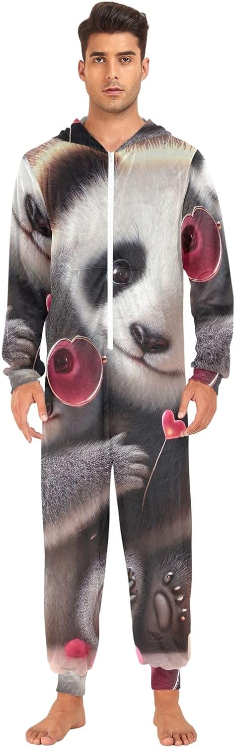 Cute Panda Koala Adult Onesie Pajamas, Soft Hooded One Piece Jumpsuit Sleepwear for Christmas