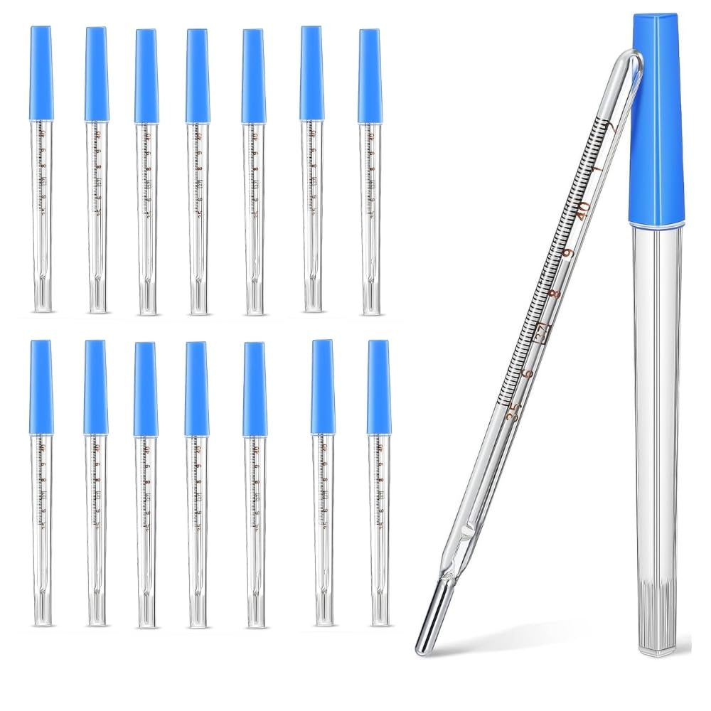 Glass Clinical Thermometer for Fever, Mercury-Free, Accurate Body Temperature Measurement, Oral, Underarm & Rectal Use, Blue Case (15)-image-35