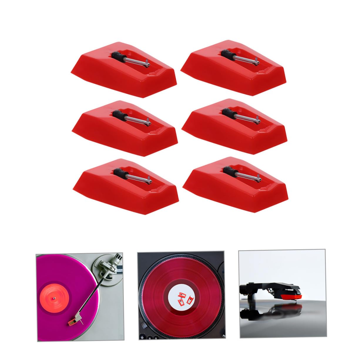 BESTonZON Registrare Parti 24 Pz Stilo Puntina Di Ricambio Per Giradischi Aghi Per Giradischi Puntina Del Giradischi Fonografico Ago Del Disco Alluminio Giradischi in Vinile Accessori Rosso