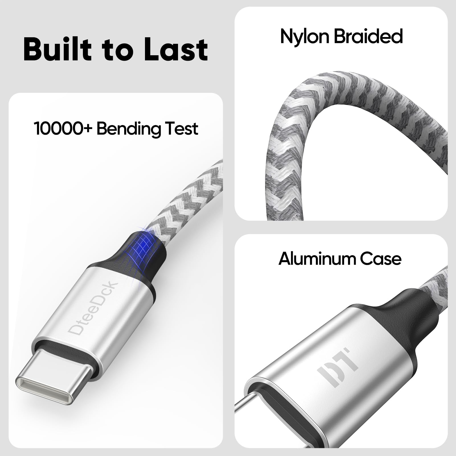 Cable USB C de 20 pies, largo de carga rápida de 2.4 A, cable USB C a USB-C, transferencia de datos USB 2.0 tipo C macho a macho para iPhone 16/15 Series, Galaxy S24/S23, Google Pixel 9/8/7