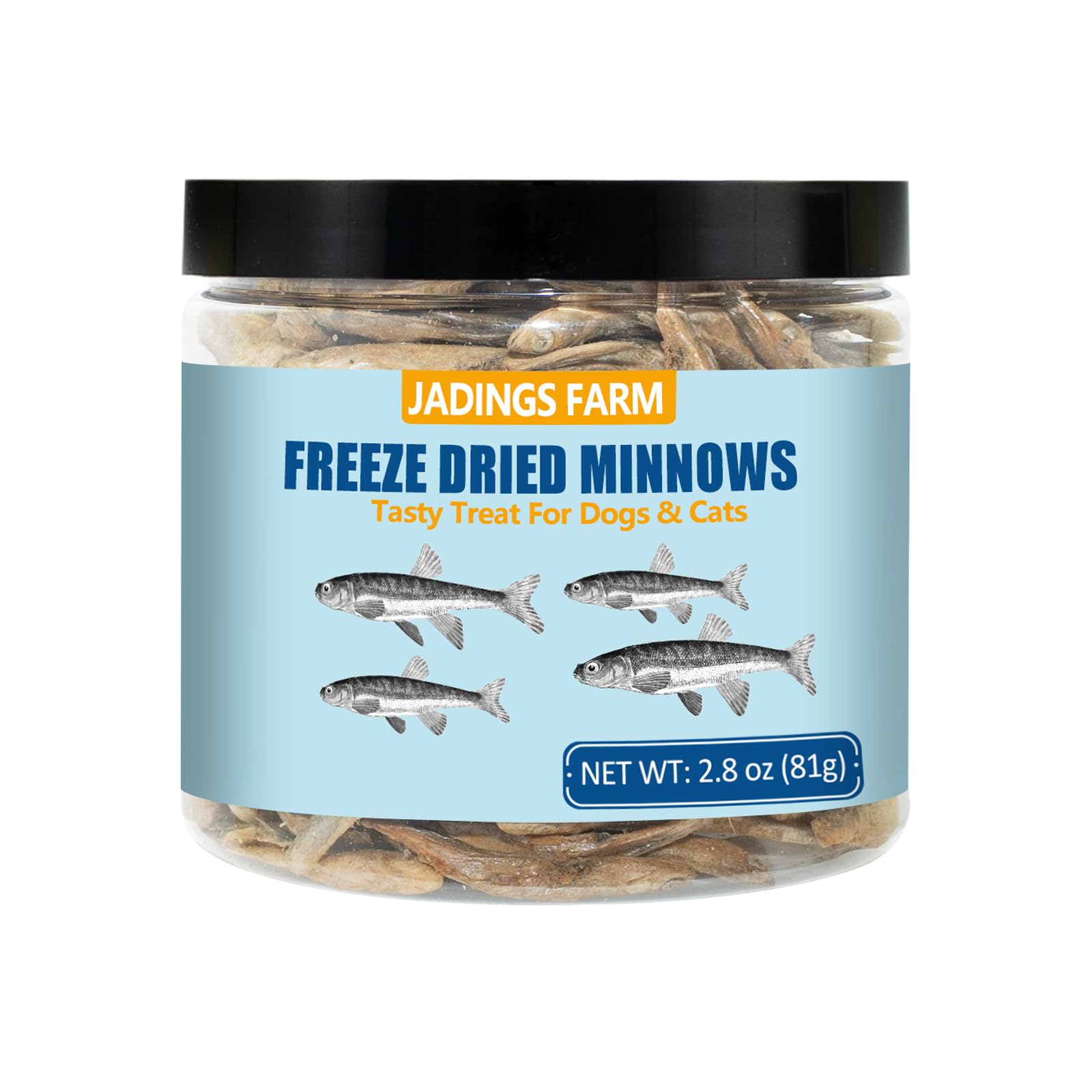 JADINGSFARM Freeze Dried Minnows, 100% Natural Premium Cat Dog Treat, Freeze Dried Minnows Pet Treats, for Dogs Cats (2.8 OZ)