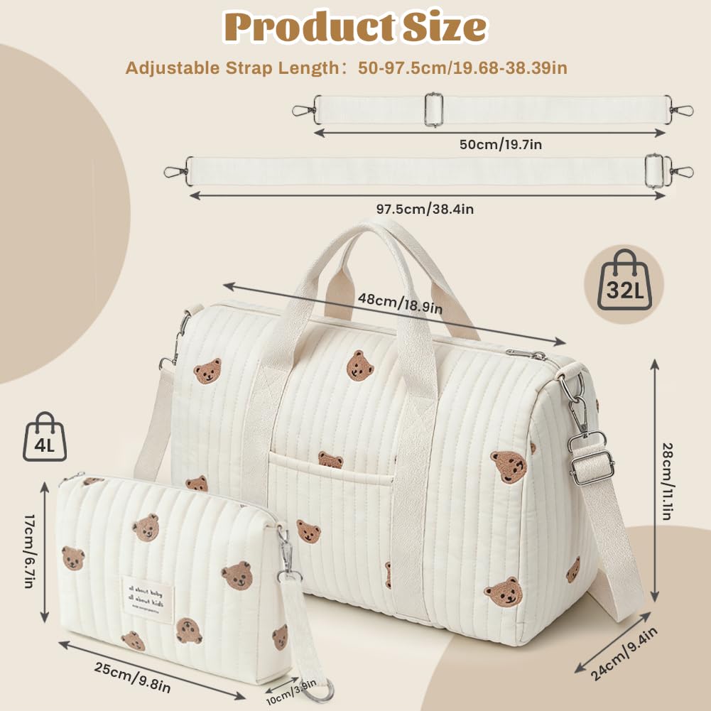 Aucuu Sac à Langer, Sac de Maternité Grande Capacité, Lavable, Léger et Pliable, Sacs à Langer Compartimenté Multifonction, Sacs de Maternité Bandoulière/Fourre-tout pour Hôpital, Voyage, Weekend