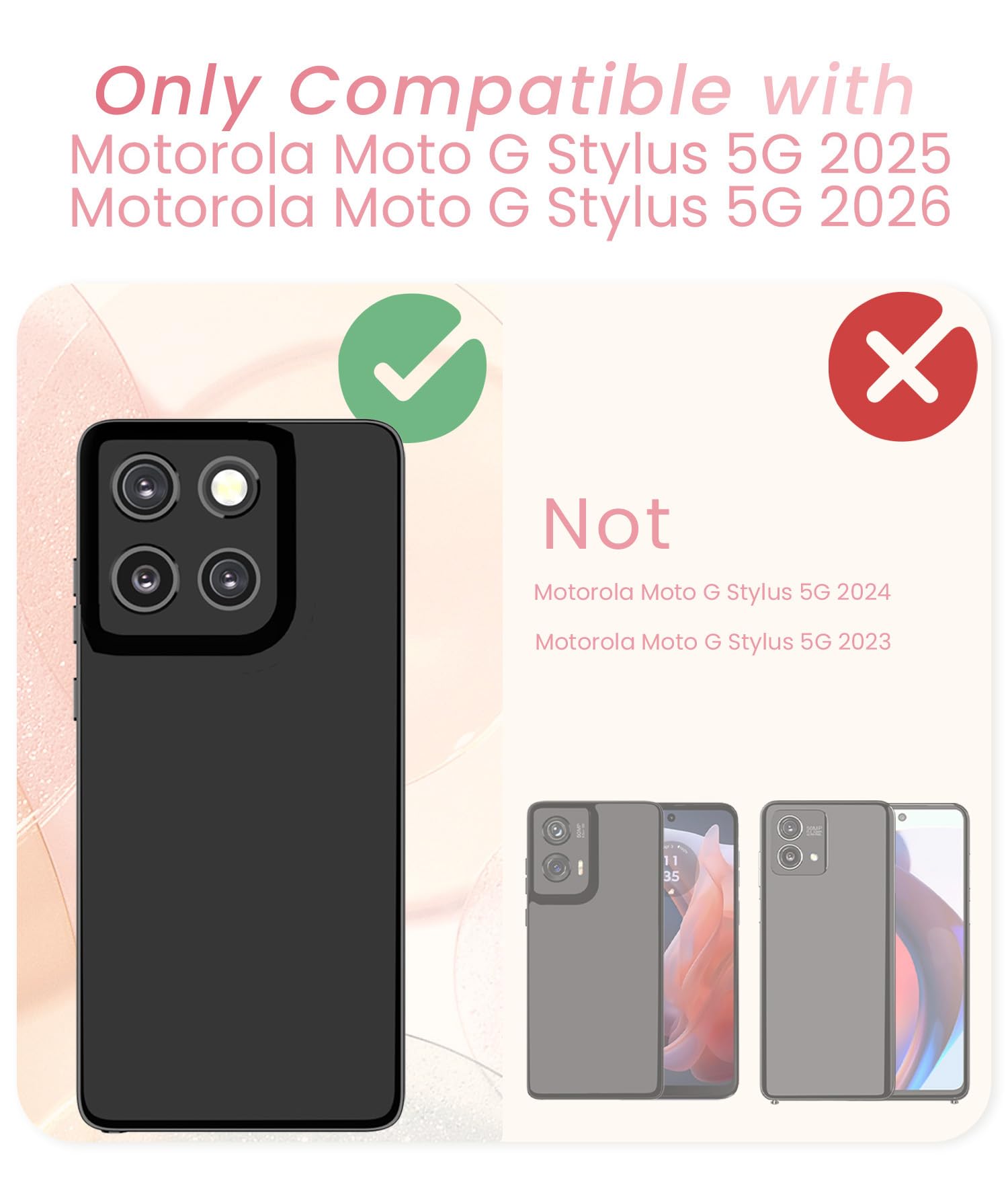 Funda para Motorola Moto G Stylus 5G 2025 con protector de pantalla de cristal: funda chapada en oro con patrón de corazón, funda de TPU suave a prueba de golpes, protección completa de la