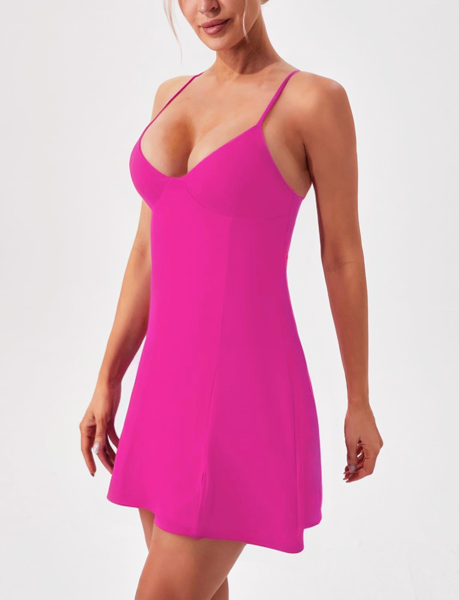 Maeau Abito da tennis da donna 2 in 1, vestito sportivo con pantaloncini, abito estivo sportivo, abito da golf, abito da yoga, con imbottitura sul petto, per golf, tennis, fitness, corsa, S, M, L, XL
