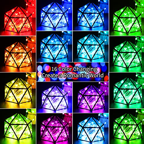 Color-Changing-Fairy-String-Lights-33-ft-100-LED-USB-Silver-Wire-Lights-with-Remote-and-Timer-Starry-Fairy-Lights-for-Bedroom-Party-Craft-Indoor-Christmas-Decoration-16-Colors-Adapter-Included