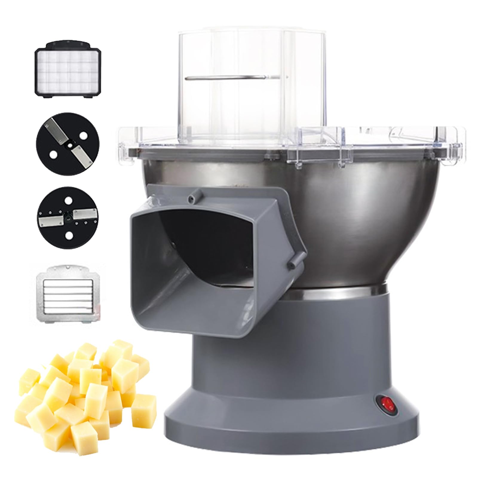 Cortadora Y Picadora Eléctrica De Verduras, Picadora Comercial 4 En 1 Con Gran Entrada De Alimentación, Cuchillas De Acero Inoxidable, Cortadora Multifuncional De 200 W Para Cebolla, Ajo Y Zanahoria