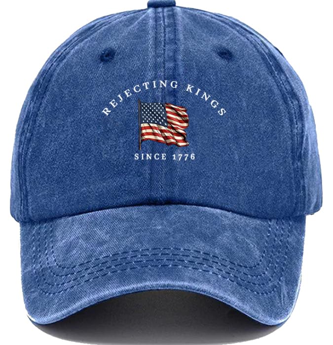 Image of Rejecting Kings Since 1776 Hat, No Kings in America Cap Funny Graphic Baseball Caps