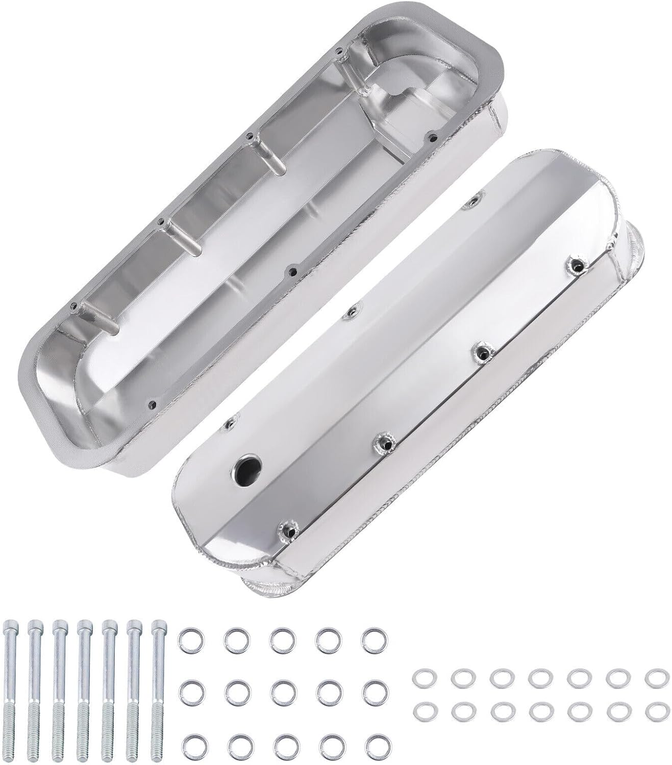 2 Fabricated Aluminum Valve Covers Center Bolt For Big Block for Chevy Engines