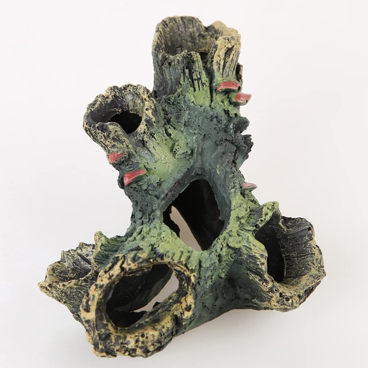 Decorazione per Acquari Grotte Rocciose, Decorazioni per Acquari in Resina, Simulazione di Paesaggi in Legno Decorativo per Gamberetti, Ciclidi, Nascondiglio di Pesci Betta,12x7x11cm