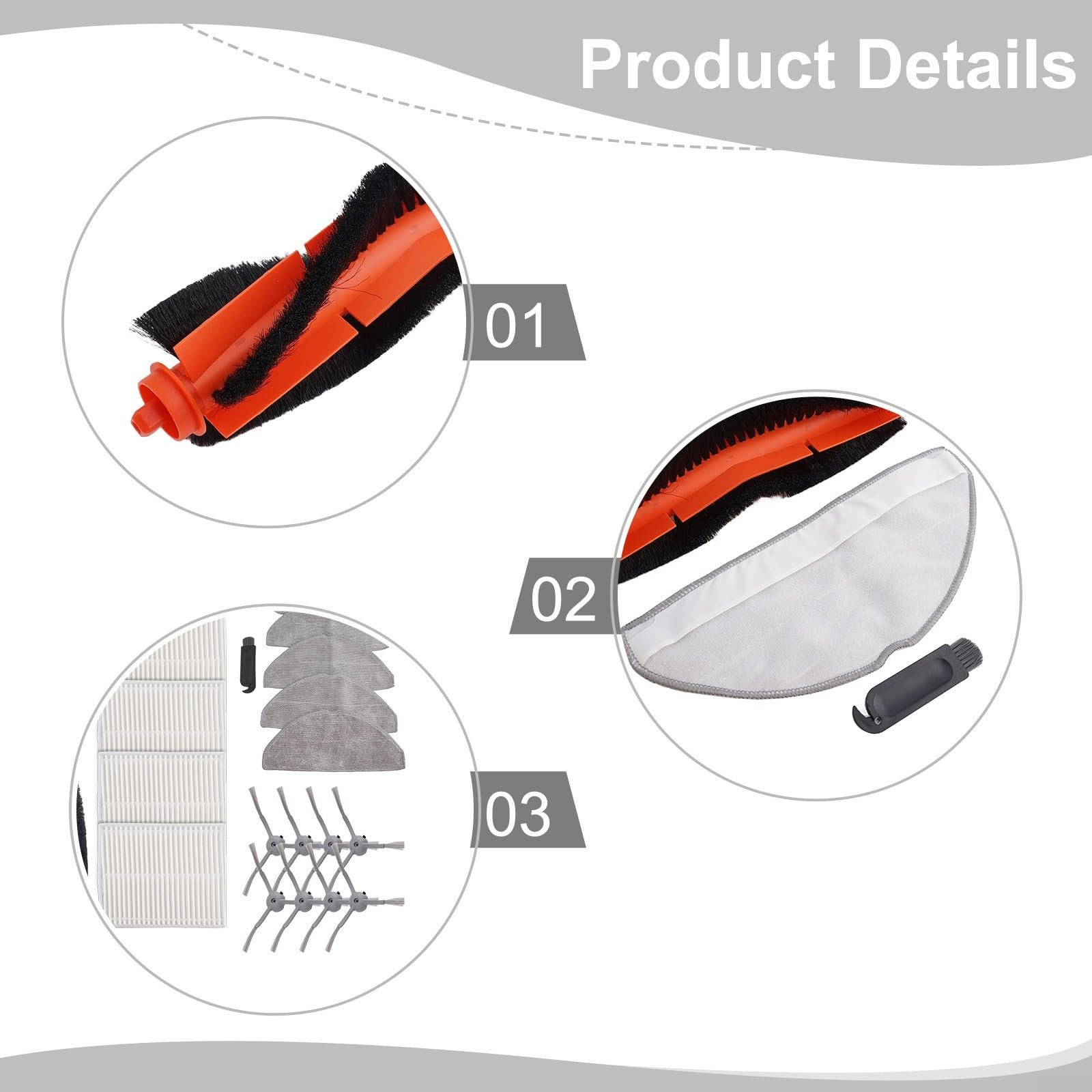 Vacuum Main Side Brush Filter Mop Cloth Kit Suitable For Lubluelu for L20 / For Honiture V8 Pro Robot Vacuum