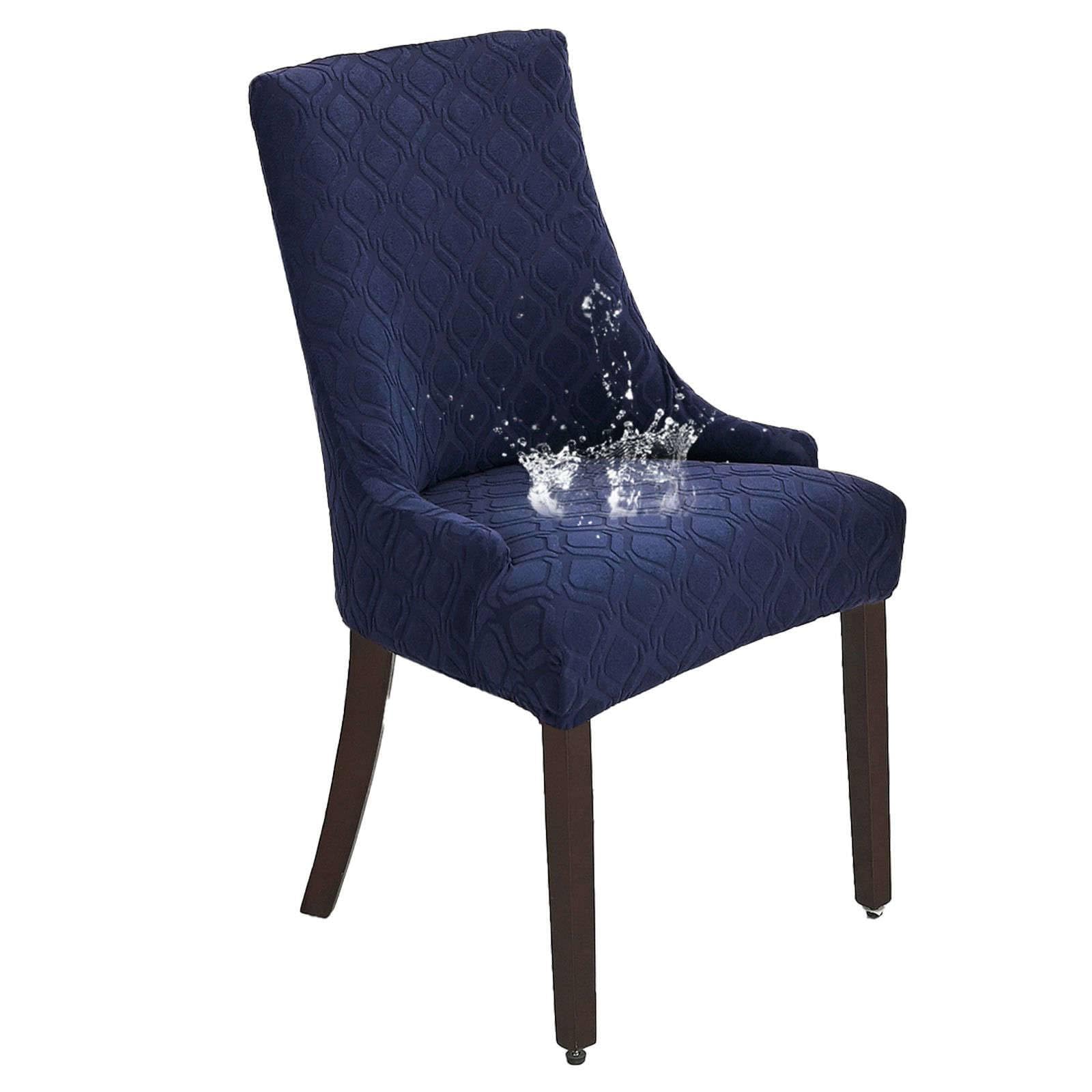 ZRCYXDW Waterproof Wingback Side Chair Slipcover, Stretch Wingback Chair Cover Slipcover Removable Dining Chair Covers Washable For Banquet Decoration-navy blue-Set of 1